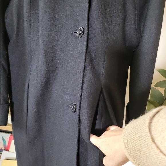Vintage Women’s Black Wool Long Coat - Picture 10 of 14